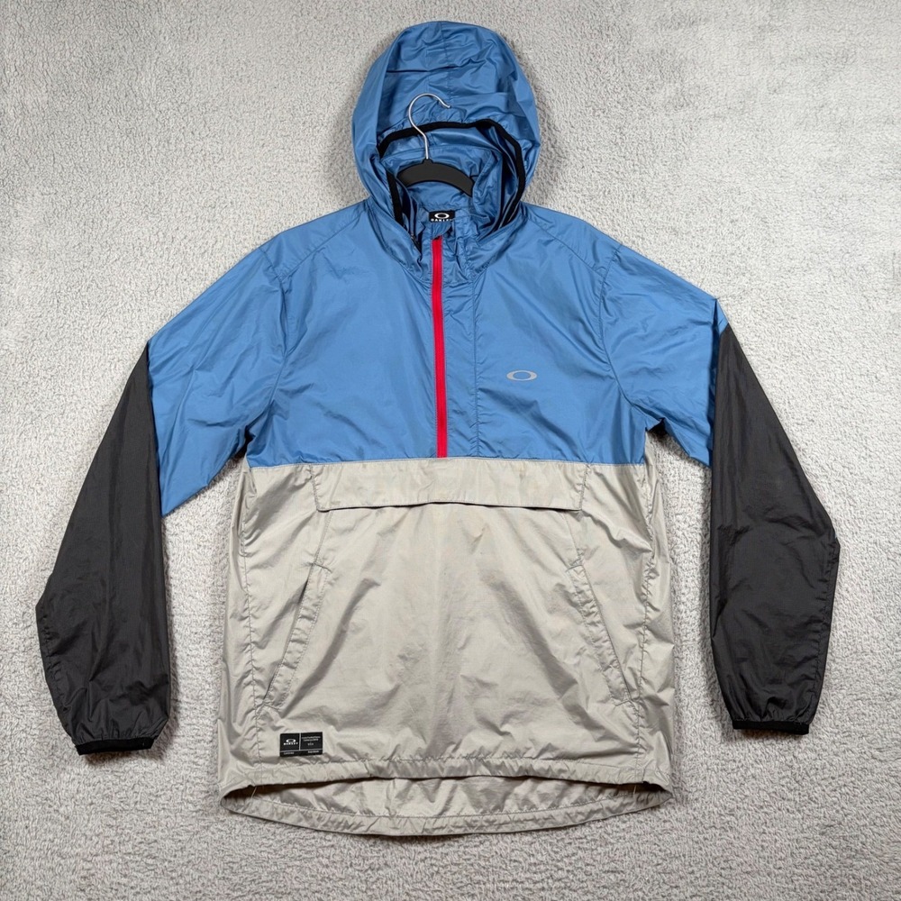 Oakley Colorblock Hooded Jacket Men's M Lightweight Pullover Windbreaker 1/2 Zip